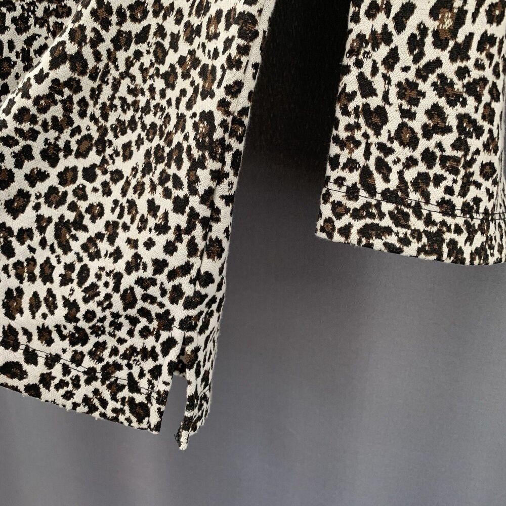 Van Heusen Stretch Knit Top Sz L Brown Neutral Leopard Cheetah Y2K Office Casual - Picture 13 of 14